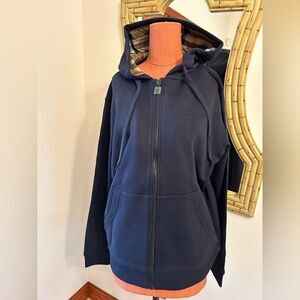 Men’s Burberry hove check embroidery front zip cotton hoodie, size medium